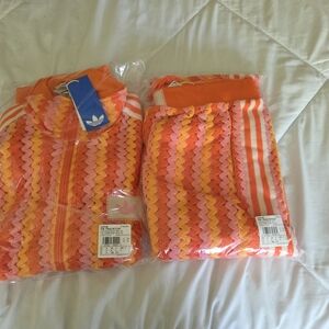 adidas Orange and Pink Track Pants & Jacket Set